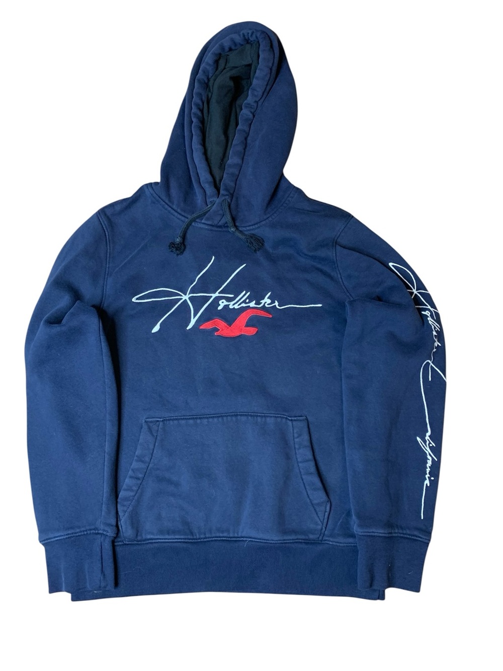 Hollister Must-Have Collection Navy Blue Script Logo Hoodie XS